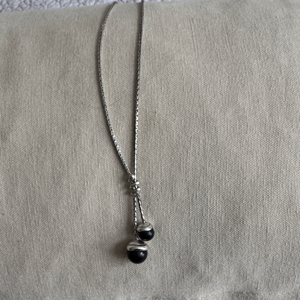 Brighton Silver and Black Double Pendant Necklace